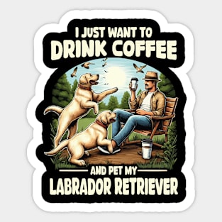 Funny Coffee Lovers And Labrador Retriever Owner Yellow Labrador Sticker